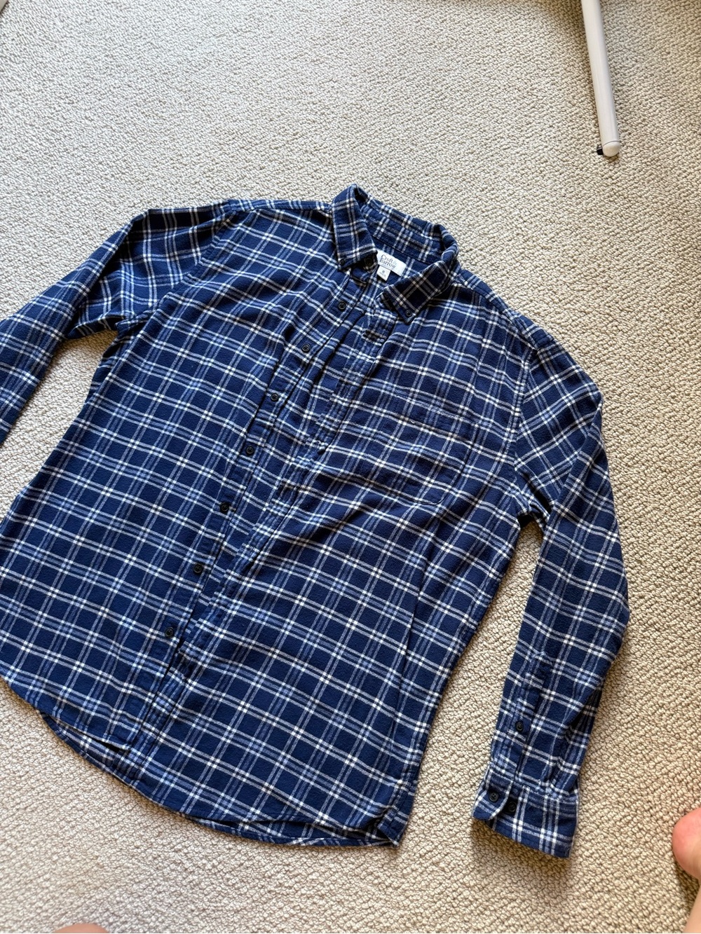croft & barrow Navy and White Plaid Button-Down Shirt